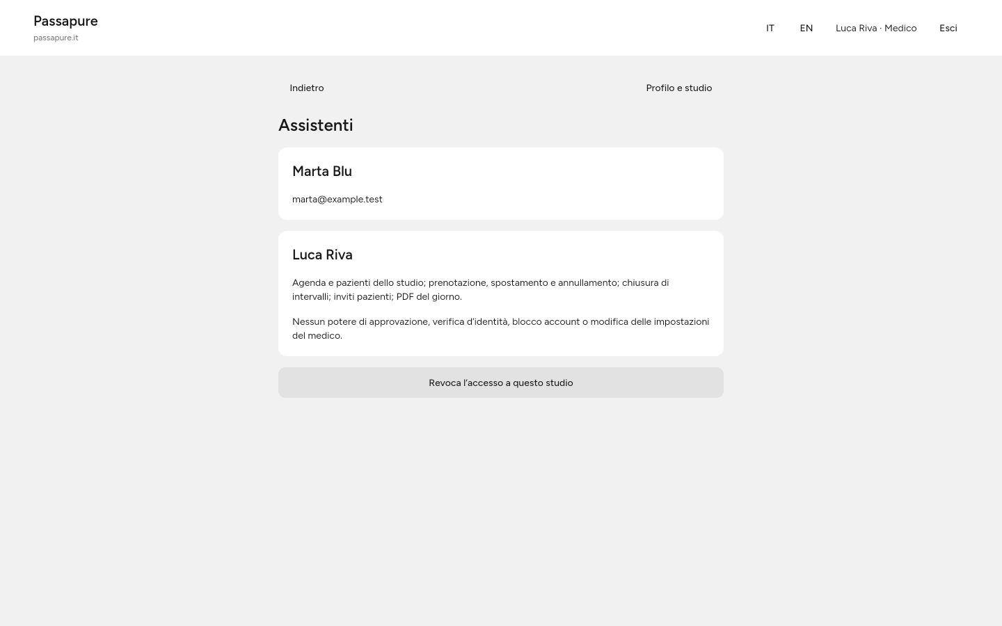 Il medico consulta l’autorizzazione dell’assistente e può revocarla.
