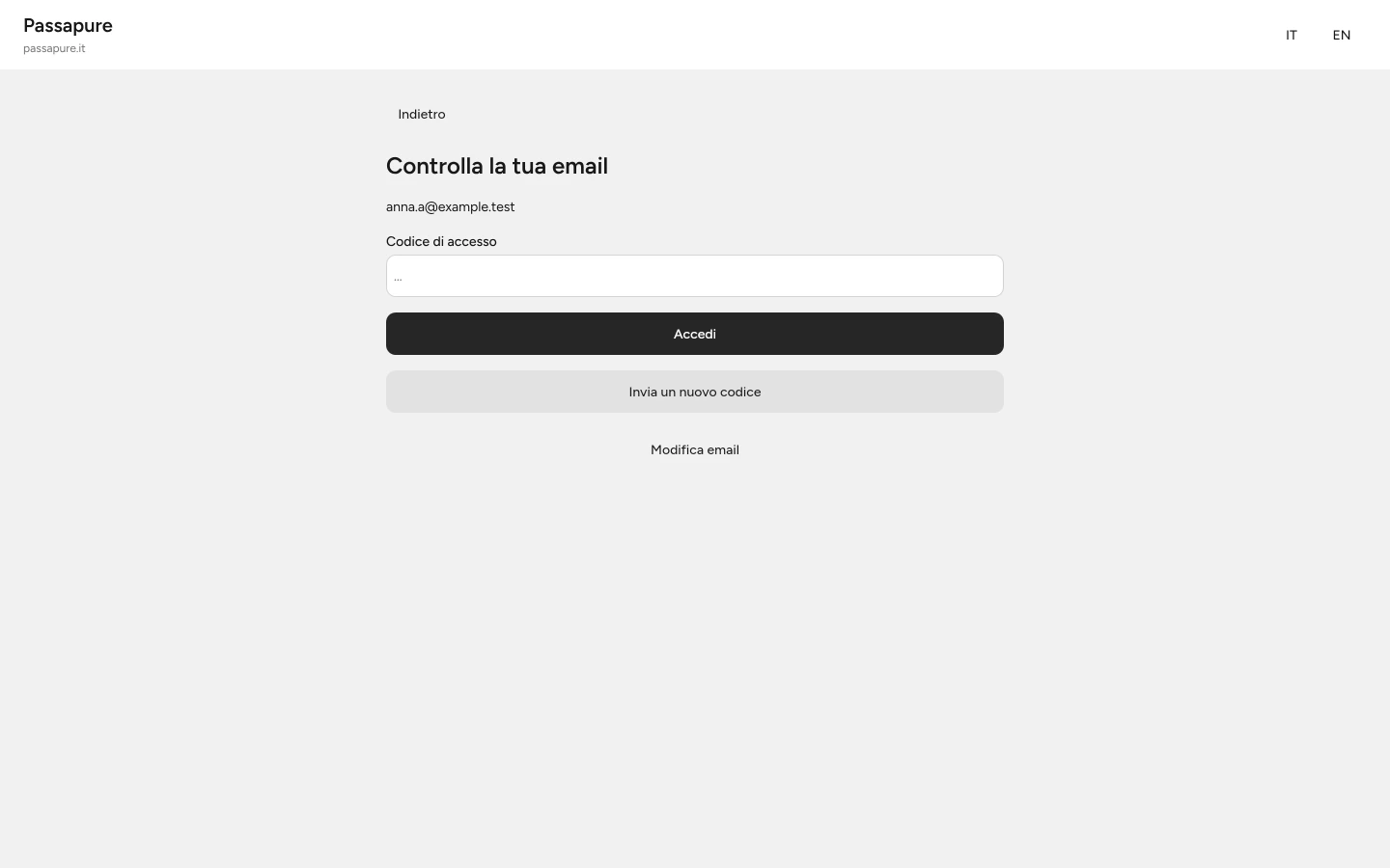 Inserisci il codice ricevuto via email per confermare l’accesso.